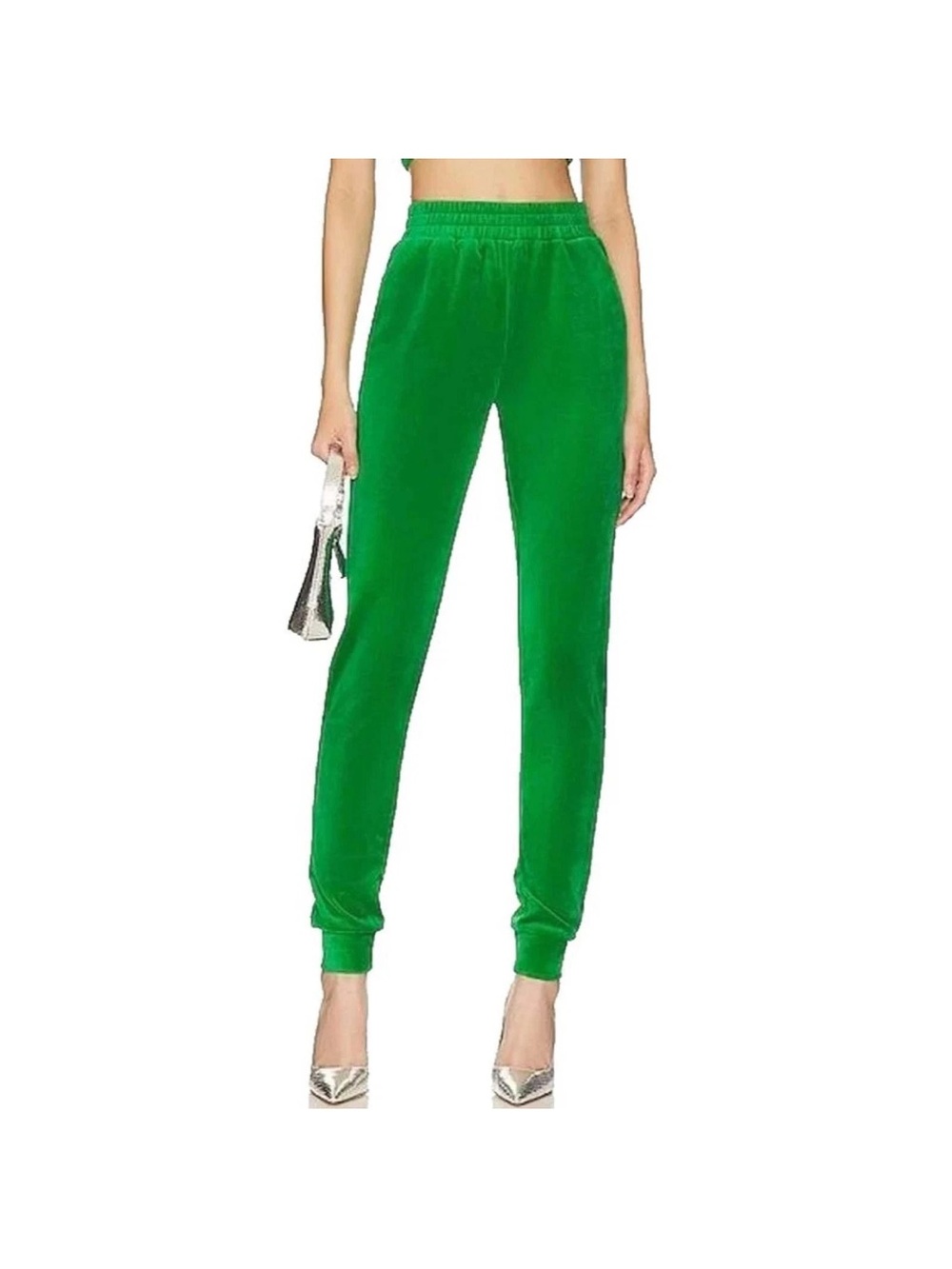 Superdown Green Women's Velour Jogger Pants